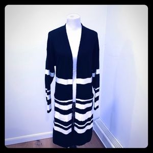 Twelfth Love Longline Striped Cardigan w/ Tie